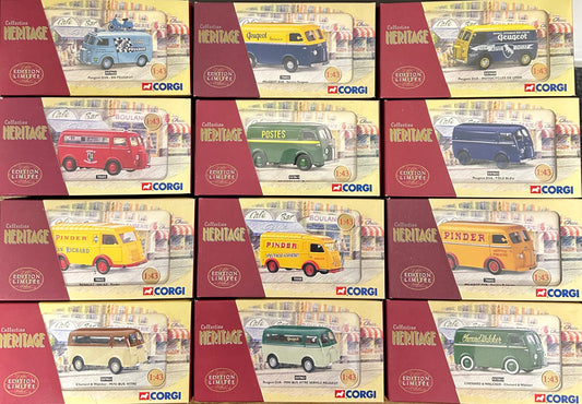 Lot de 12 miniatures Corgi Heritage 1/43-Série Utilitaires Français